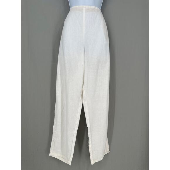 J Jill Pants Womens XL White Linen Ankle Pull On Pockets Beach Lagenlook Coastal - Picture 1 of 12